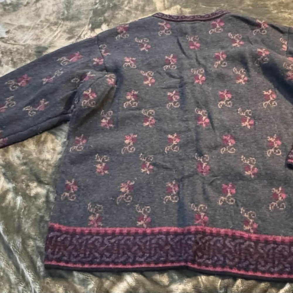 NORDIC DESIGN 100% Shetland Wool Cardigan Knit Sweater Women's Plus Size 3X EUC - Picture 8 of 12